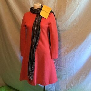 Ladies vintage a-line dress in tangerine in small
